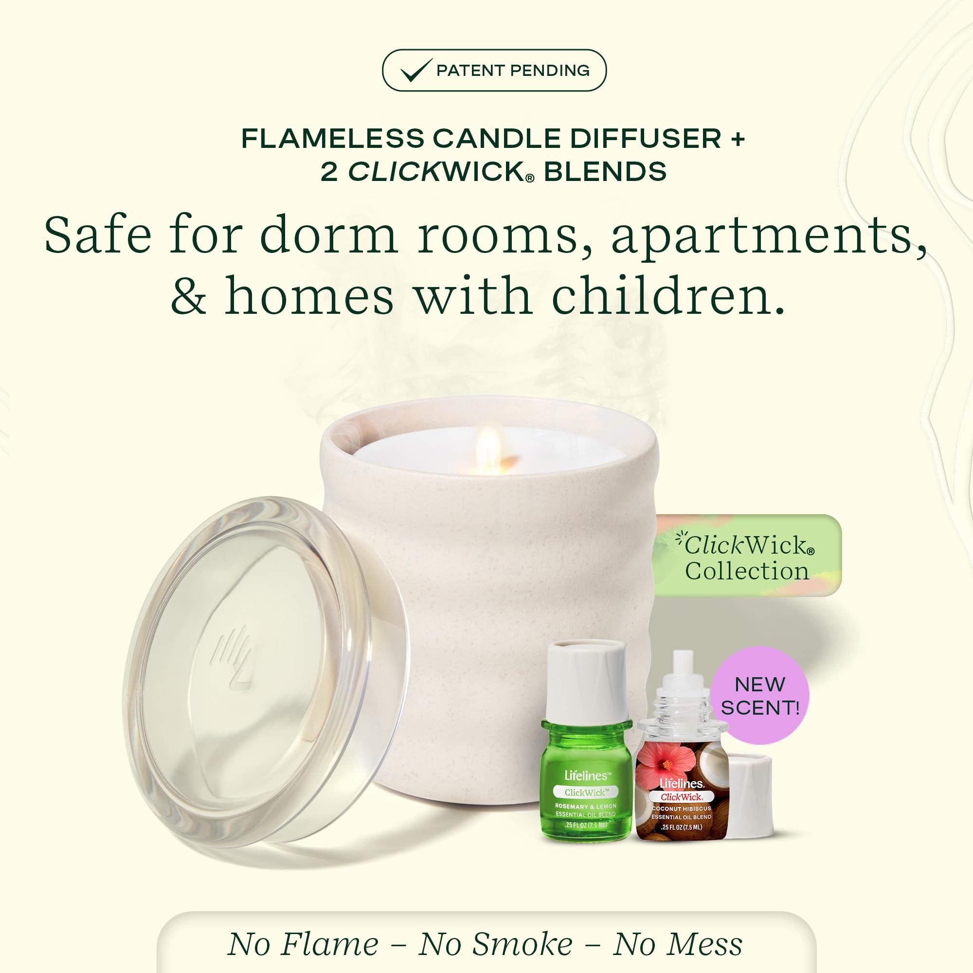Lifelines Flameless Candle Diffuser Cream Bubble – side view