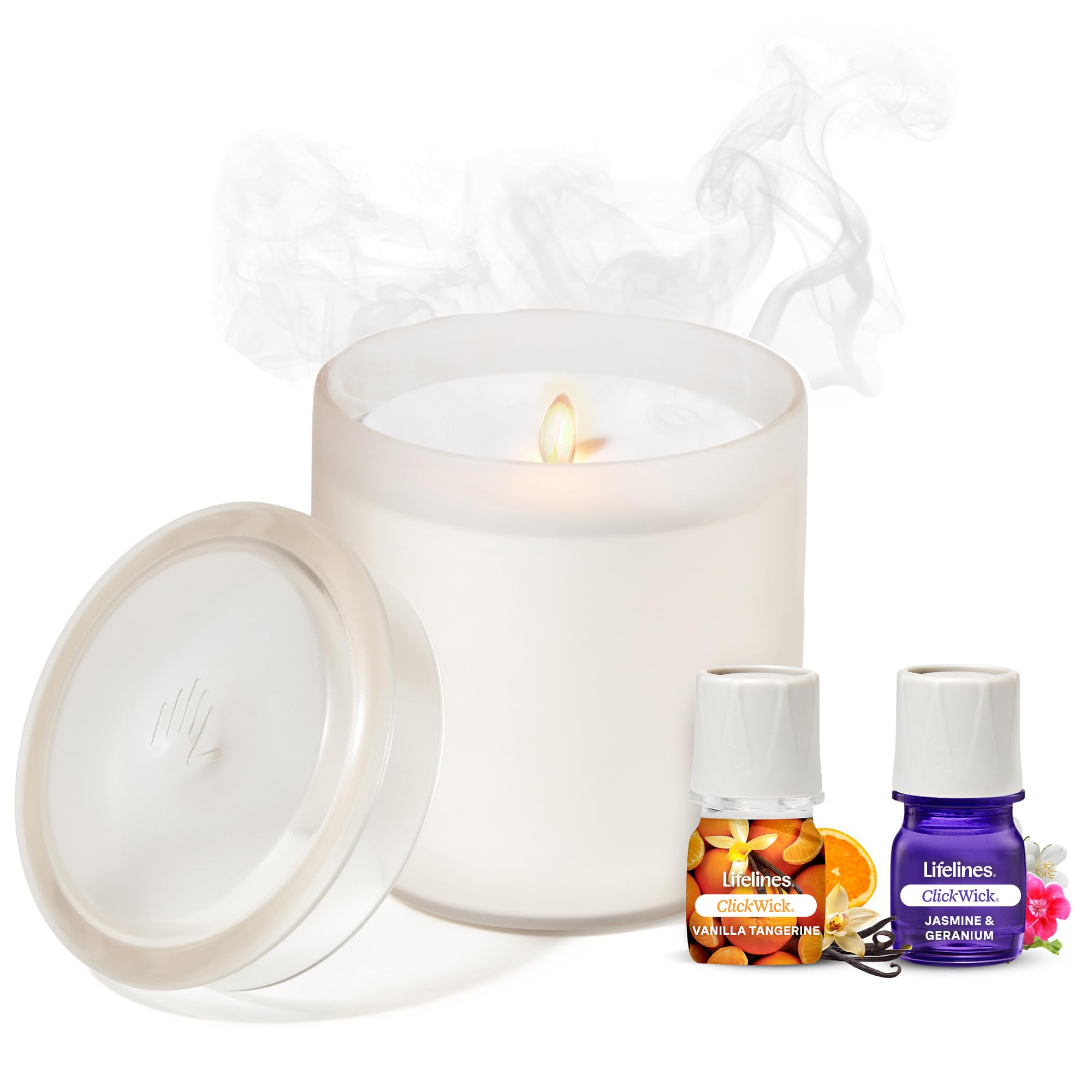 Lifelines Flameless Candle Diffuser in Frosted Cream with flickering LED flame