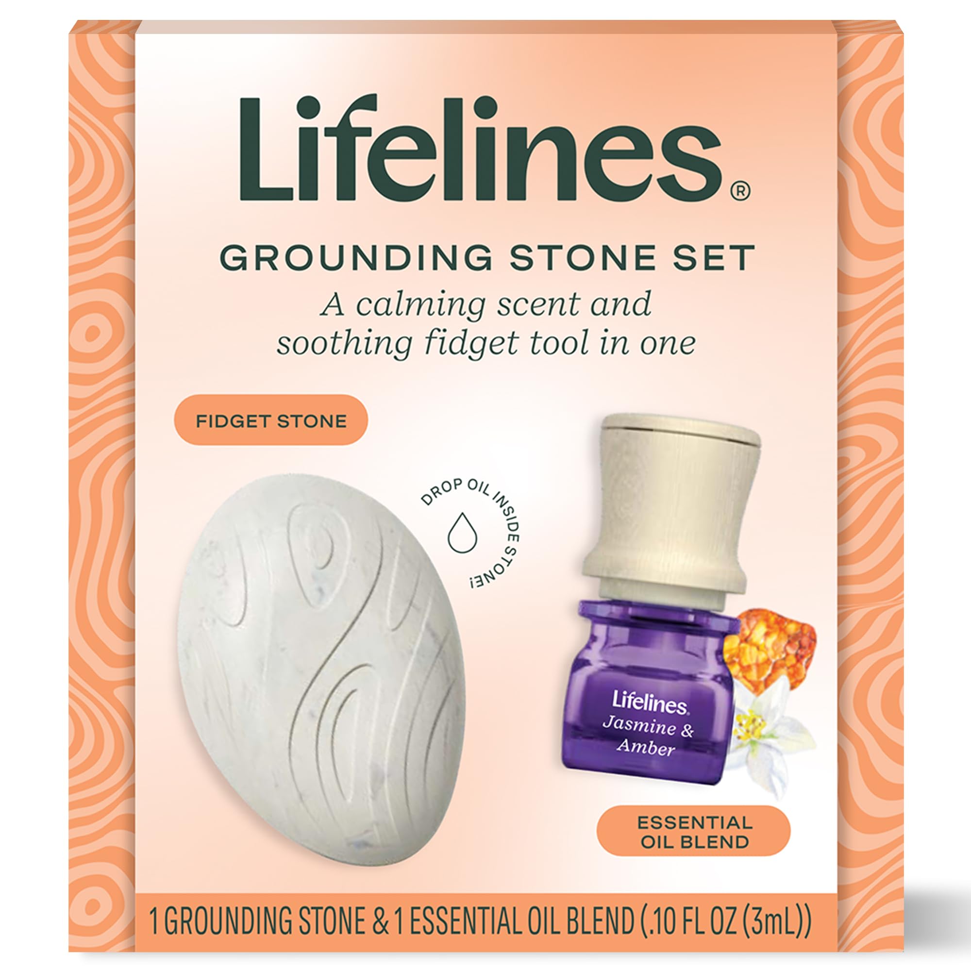 Lifelines Grounding Stone Gift Set main product image showing the grounding stone and oil blend