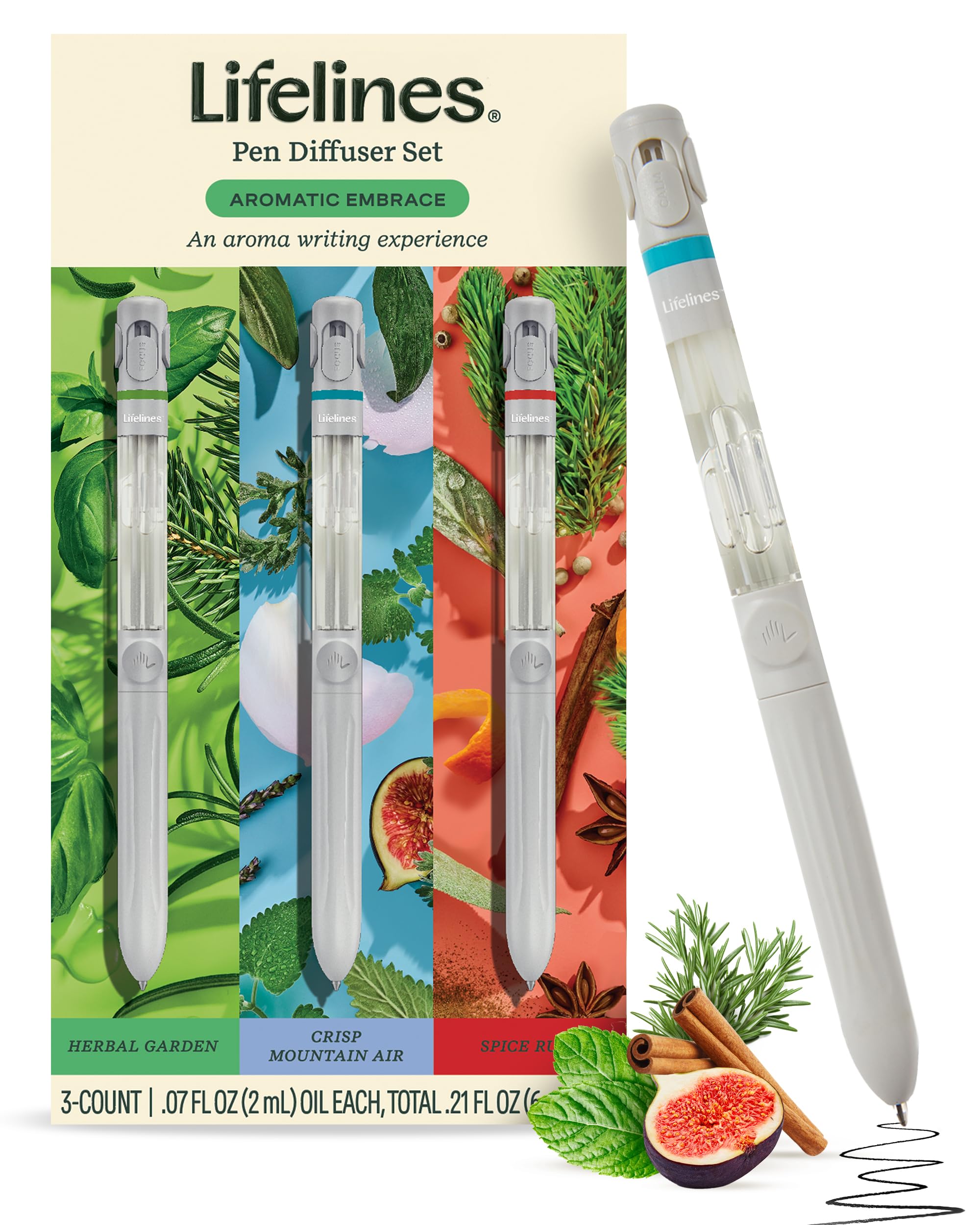 Lifelines Pen Diffuser Set featuring three aroma-diffusing pens with vents