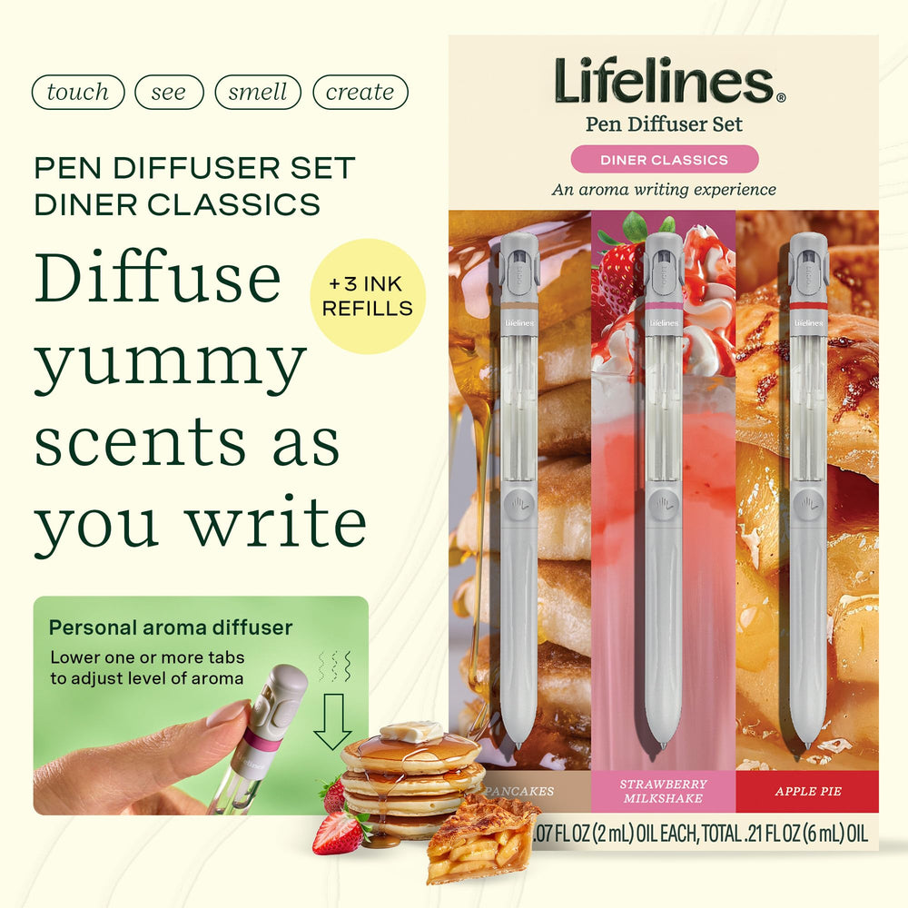 Close-up view of aroma diffusing vents and comfortable grip on Lifelines pen