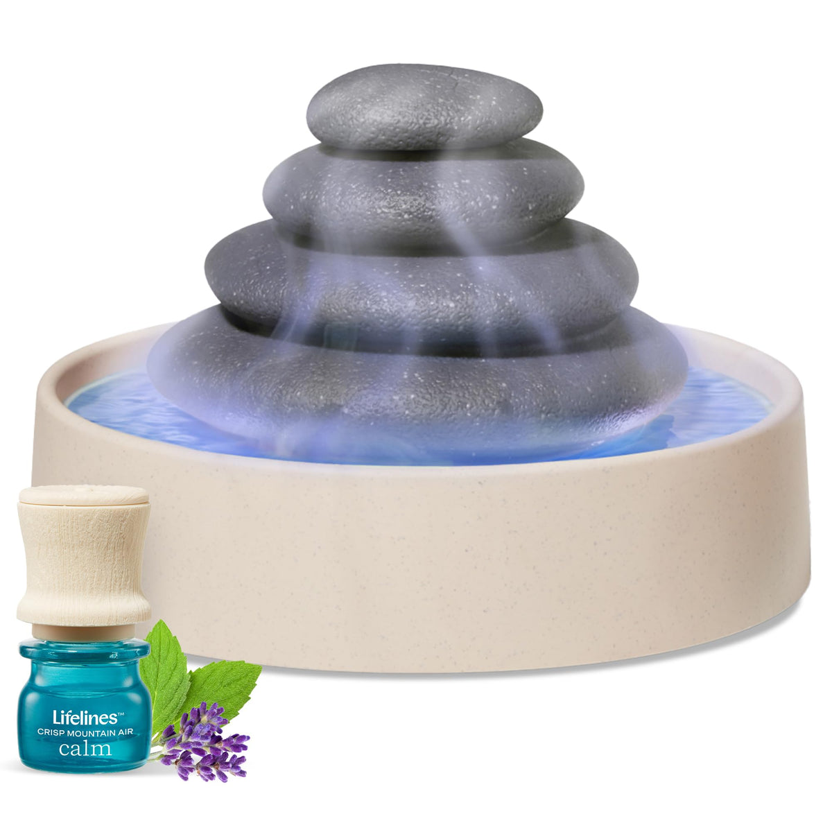 Front view of Lifelines Stacking Stones Aromatherapy Diffuser