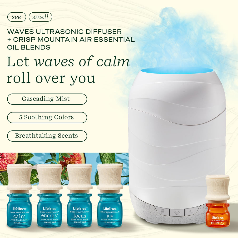 Lifelines Waves Diffuser displaying cascading mist