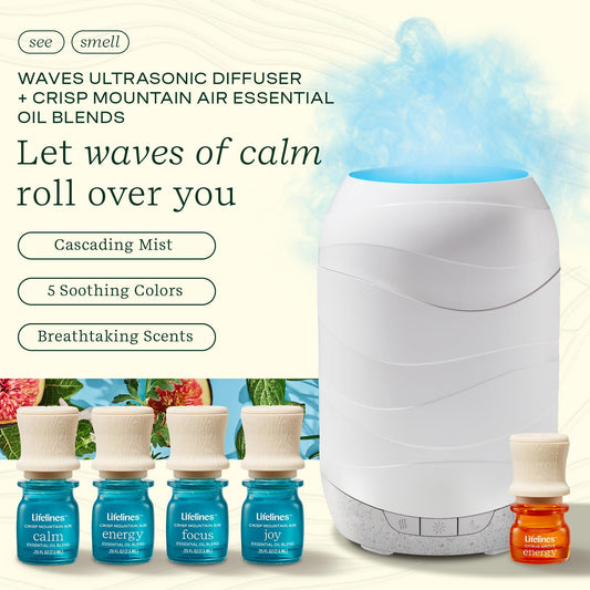 Lifelines Waves Diffuser displaying cascading mist
