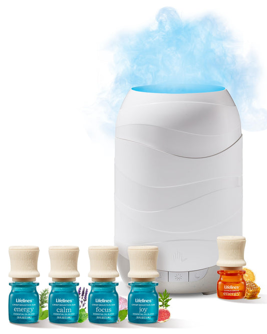 Lifelines Waves Ultrasonic Diffuser 200ml on a bedside table