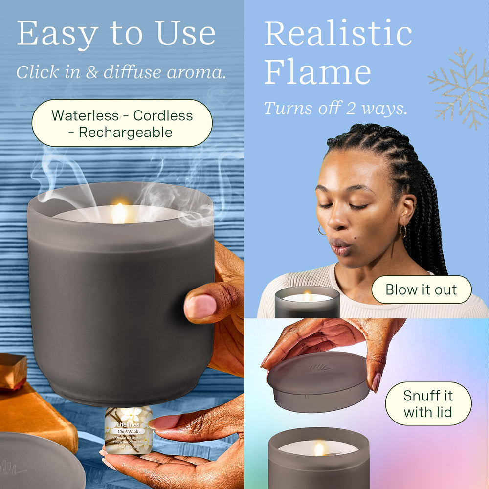 Diffuser base with Frosted Fir and Vanilla Cashmere ClickWick blends