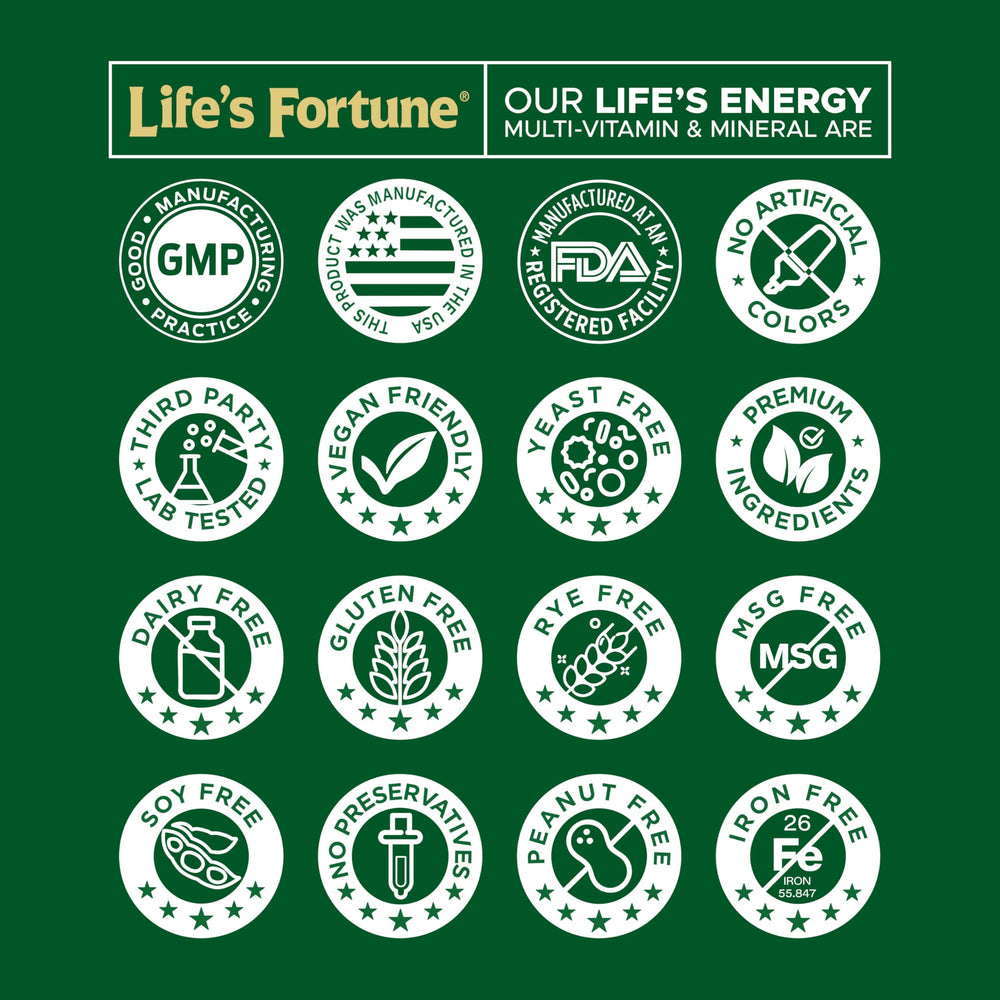60-tablet bottle with Life's Fortune packaging