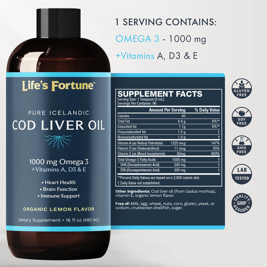 Cod Liver Oil Lemon label on bottle