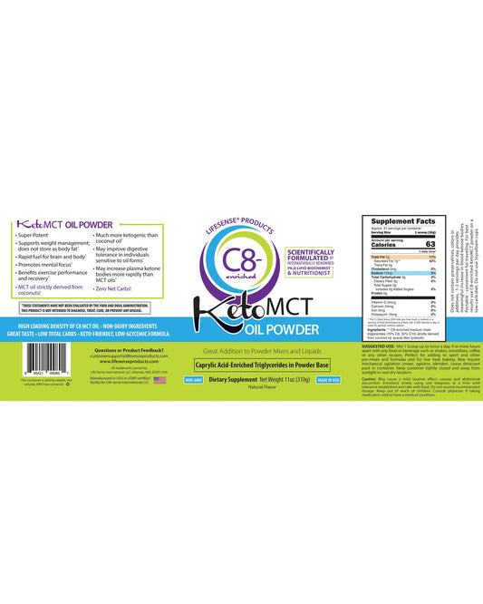 LifeSense C8 MCT Oil Powder packaging (USA)