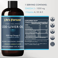 Label showing 1000 mg Omega-3 and EPA/DHA