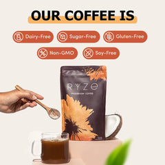 Morning coffee setup with RYZE products