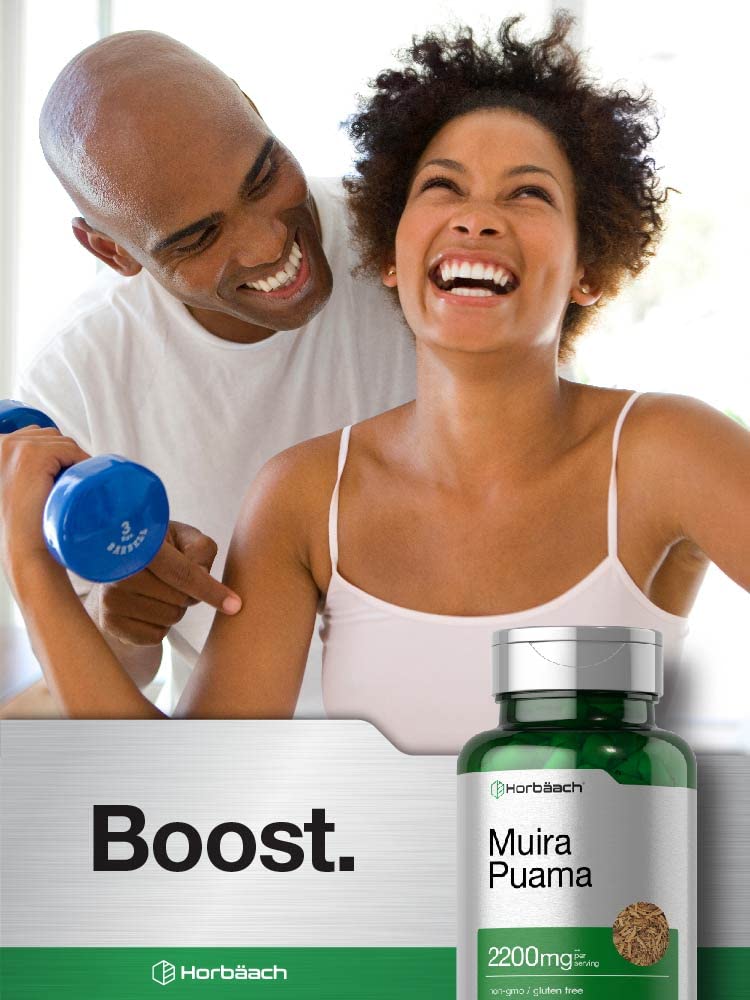 Lifestyle shot with Horbäach Muira Puama bottle on a desk