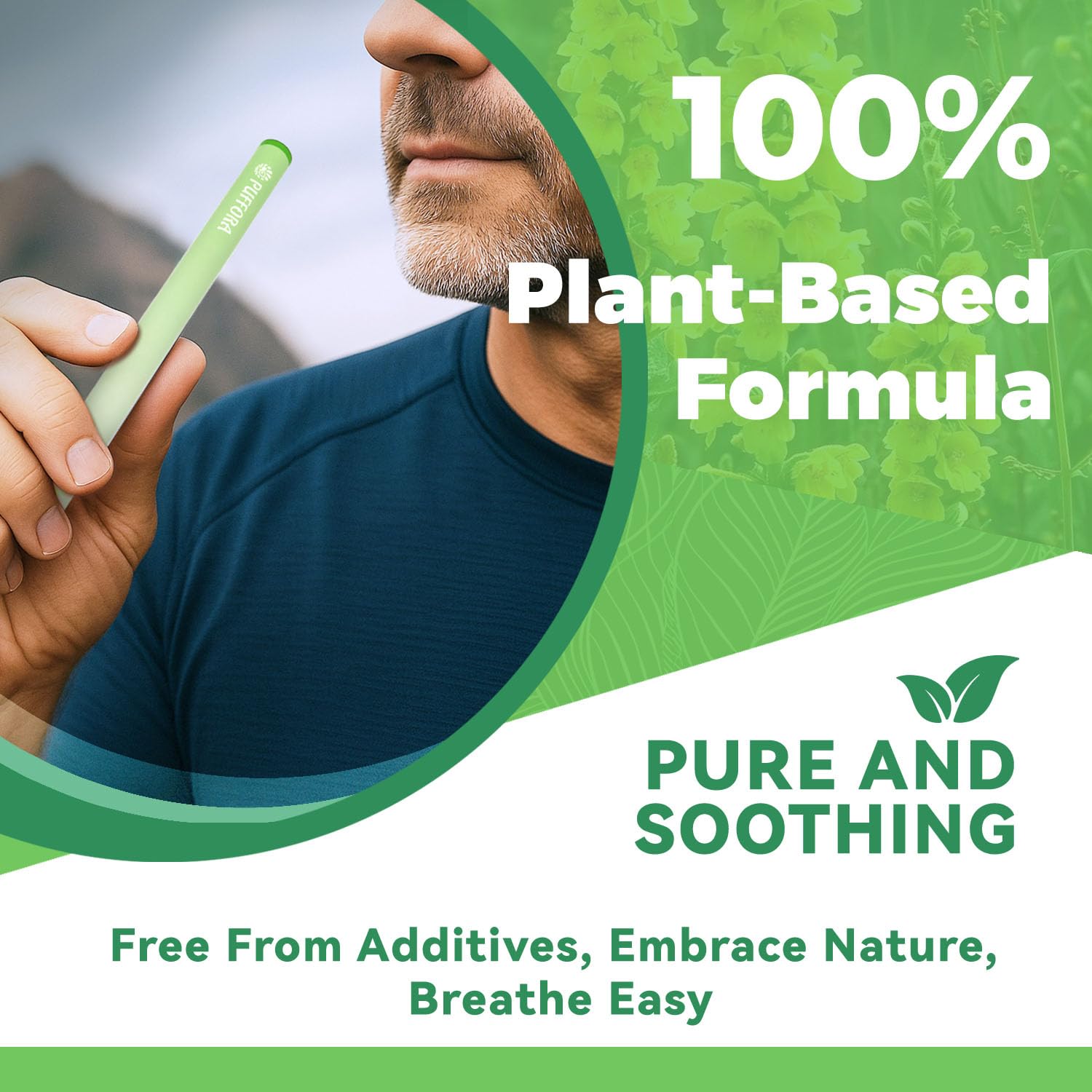 Lifestyle shot of diffuser pen used outdoors for breathing support