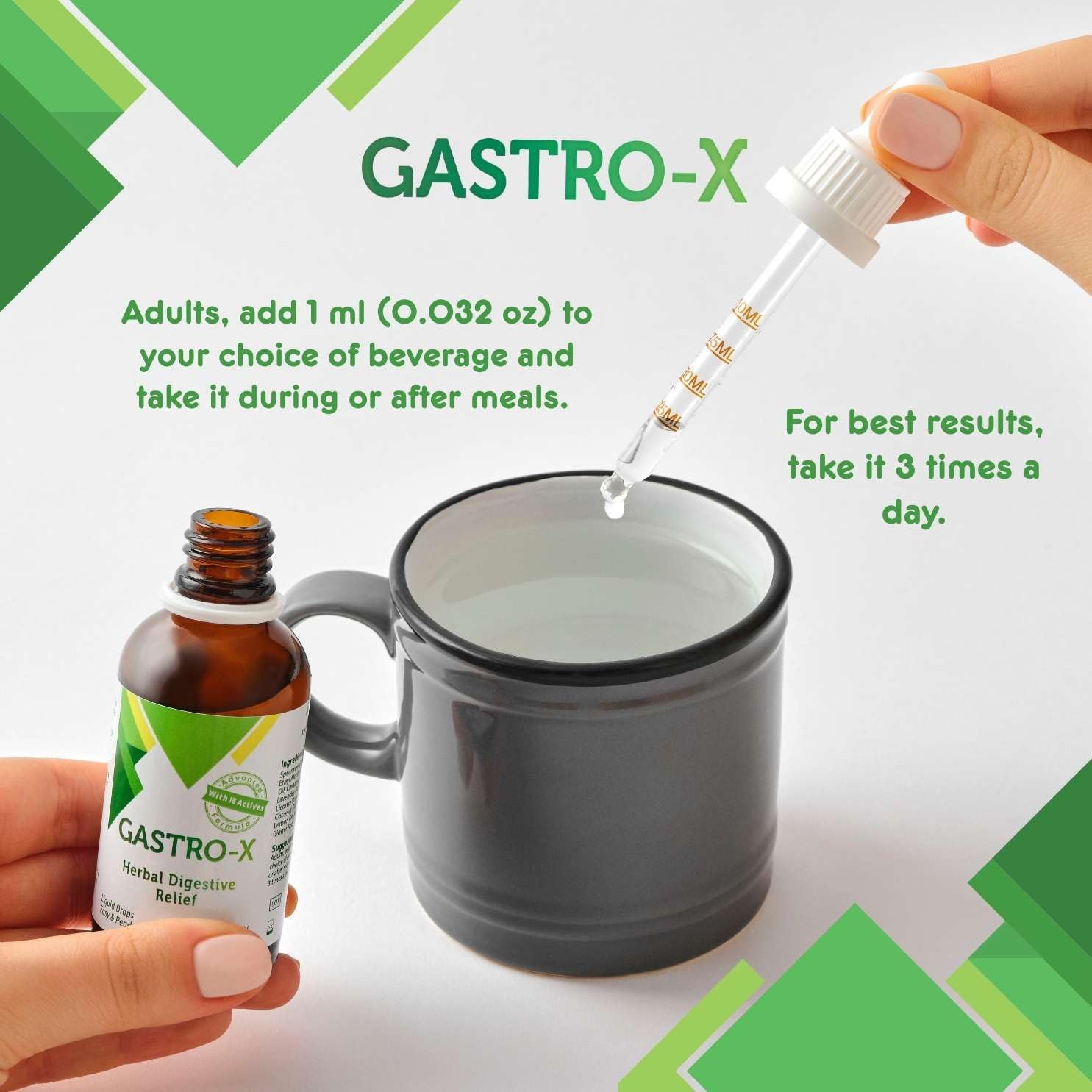 Lifestyle image showing Gastro-X for stomach comfort at home or on the go