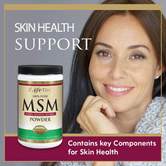 Back panel with supplement facts on MSM powder bottle