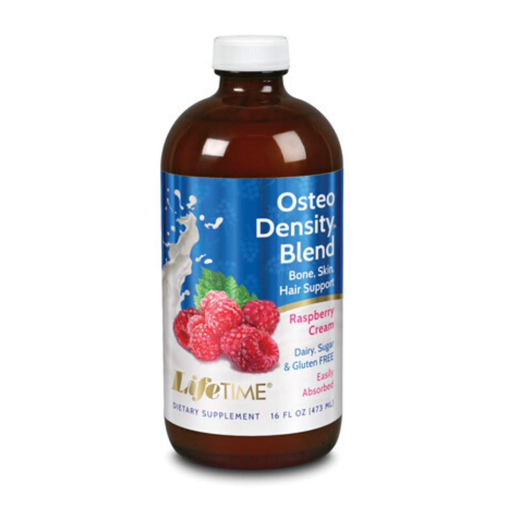LIFETIME Osteo Density Blend Raspberry Liquid in 16oz glass bottle