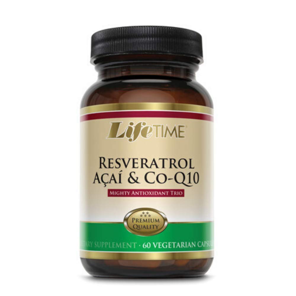 LIFETIME Resveratrol Acai & CoQ10 Veg Cap – Glass Bottle – 60 Count