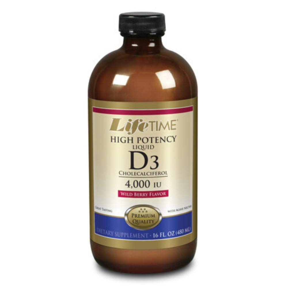 Bottle of LIFETIME Vitamin D-3 16 oz Liquid Mixed Berry