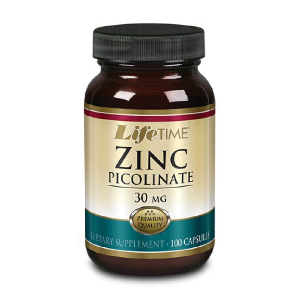 LifeTime Zinc Picolinate 30 mg capsules in a glass bottle – 100 count