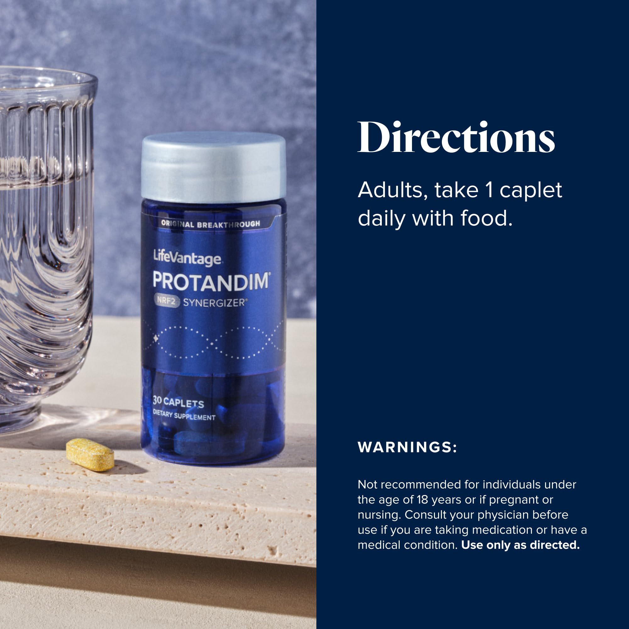 LifeVantage Protandim daily-use scene illustrating an easy supplement routine