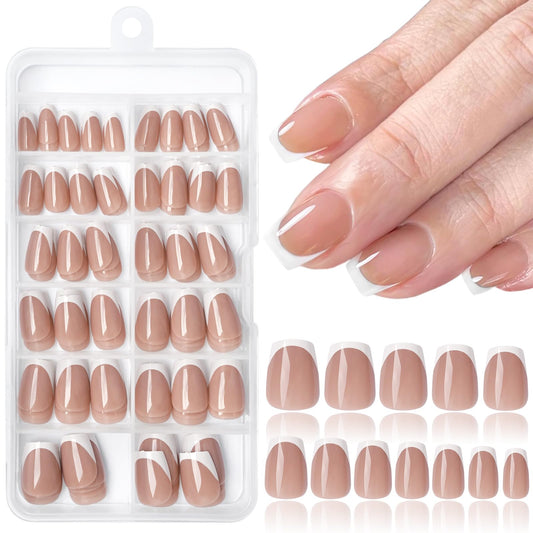 Lifextol 120pc white French tip coffin nails set for at-home manicure