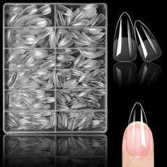 Lifextol 504pc almond gel nail tips in clear medium length for salon-quality DIY manicures.
