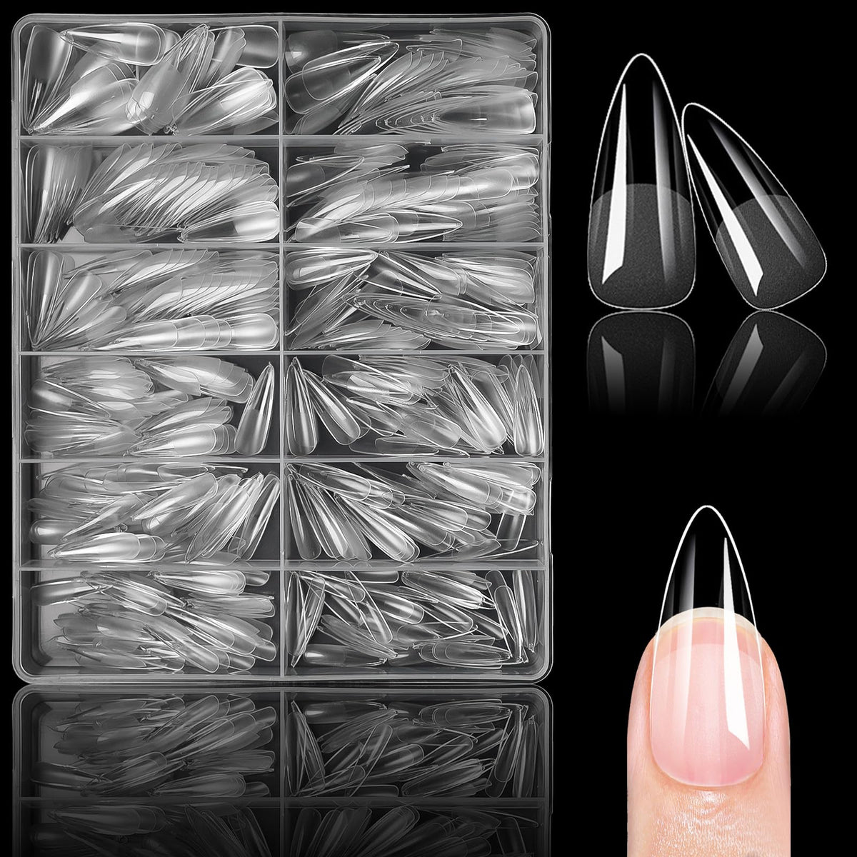 Lifextol clear stiletto gel nail tips long full coverage for a flawless manicure