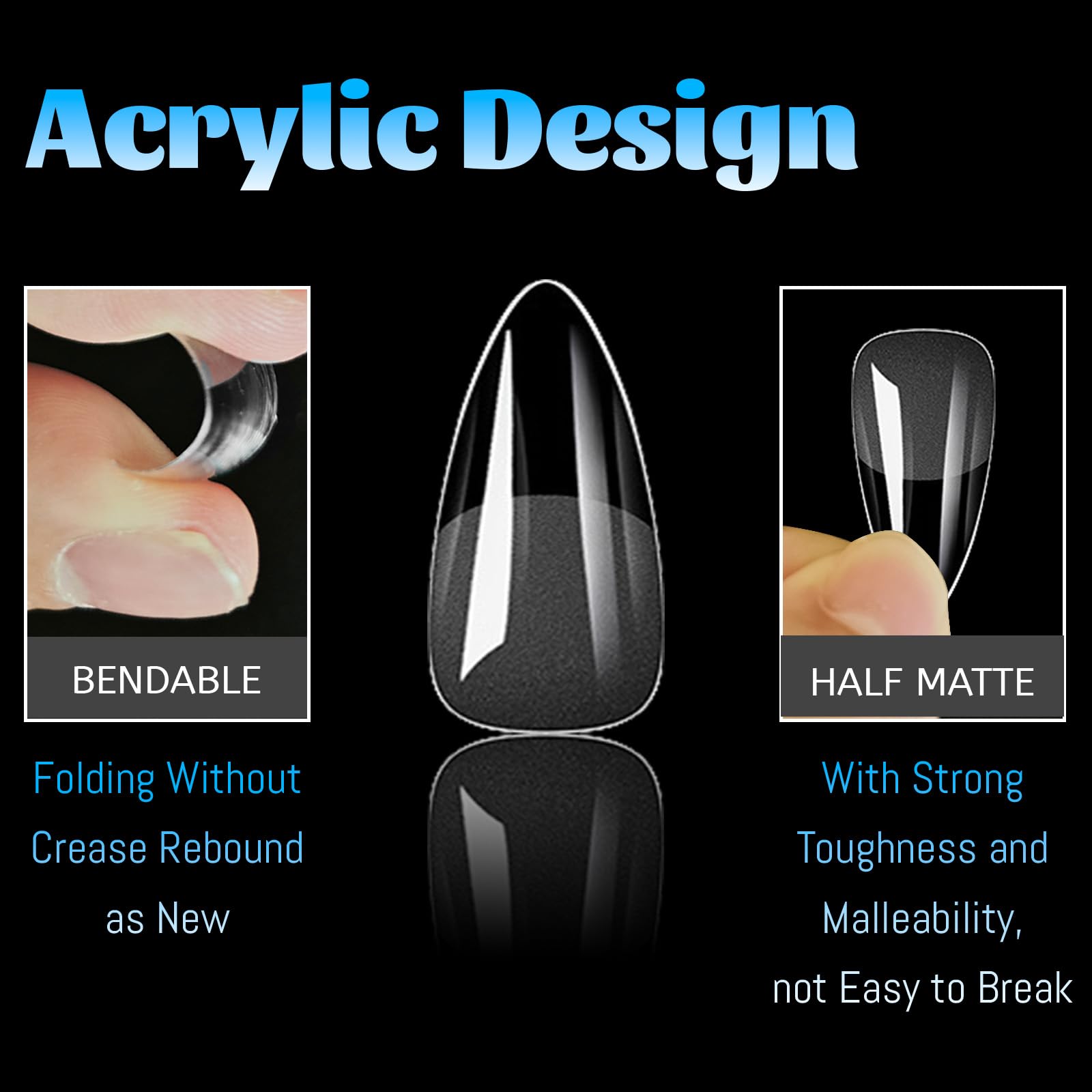 Lifextol clear almond gel nail tips with glossy finish for smooth polish