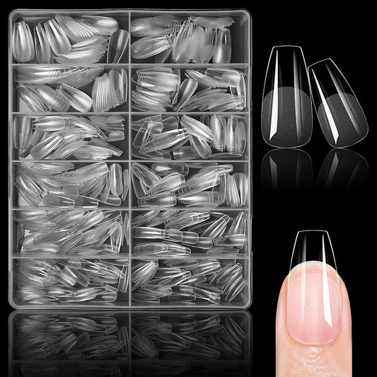 Lifextol coffin tips medium clear full cover for a flawless manicure at home.