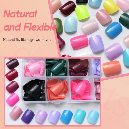 Lifextol glossy short nails in varied colors for versatile DIY styles