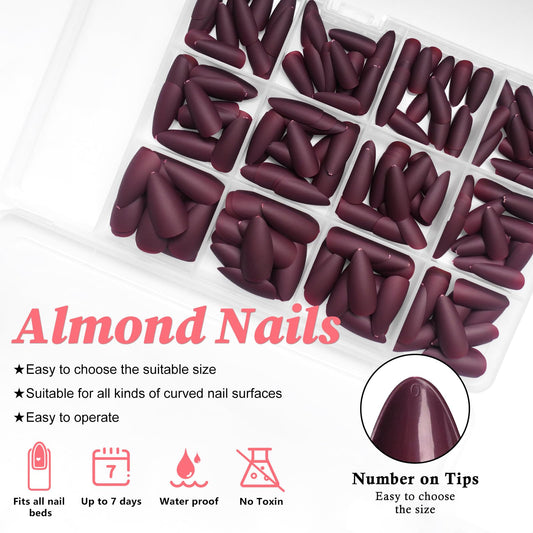 Lifextol medium almond stiletto nails for natural look and comfort