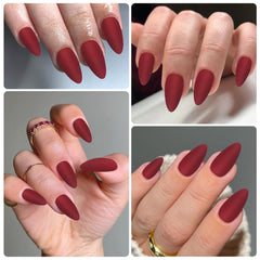 Lifextol burgundy matte nails on model hand for chic look.