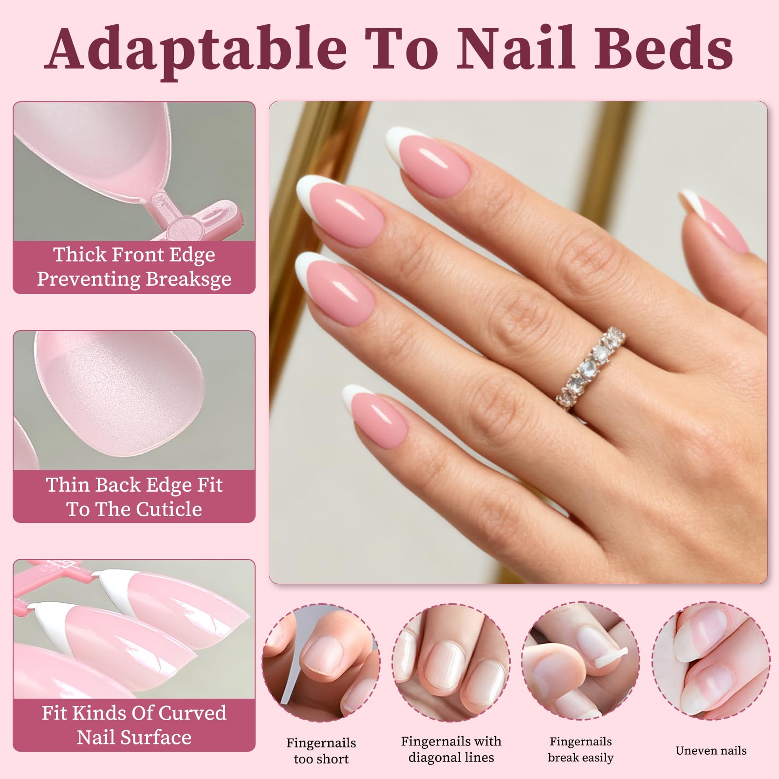 Lifextol nails on hand with French tip for everyday elegance