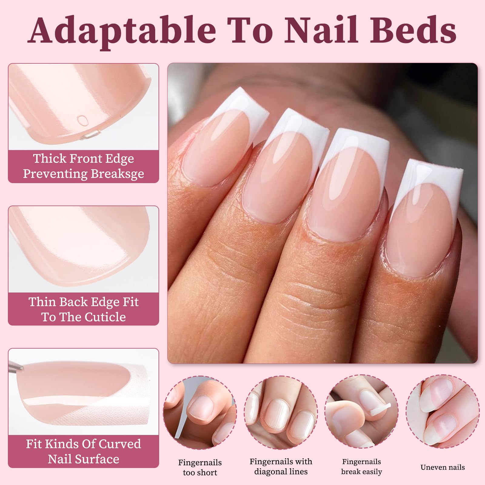 Lifextol nails on hand showcasing elegant French tip for daily wear.