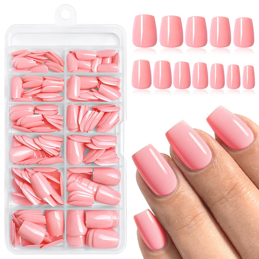 Lifextol pink coffin press-on nails for a quick, flawless manicure