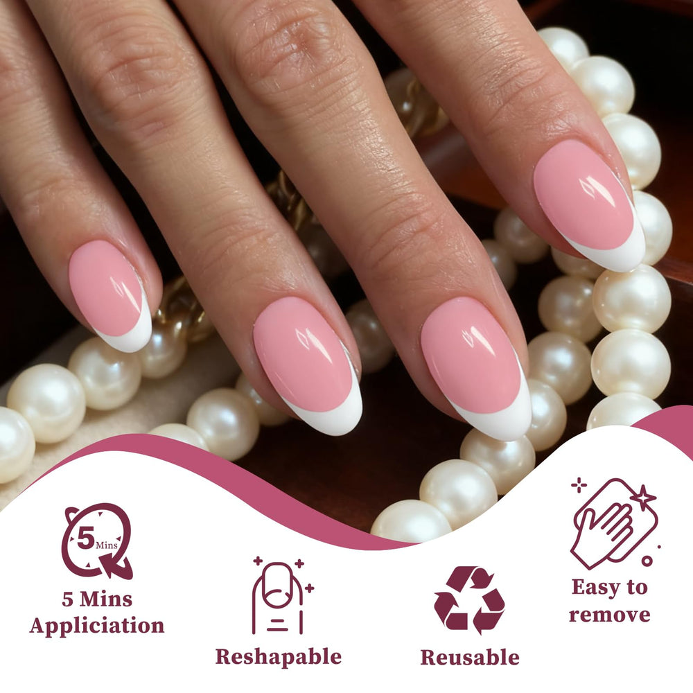 Lifextol short almond nails close-up for salon-like look
