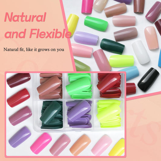Lifextol square press-on nails colors variety for quick daily looks