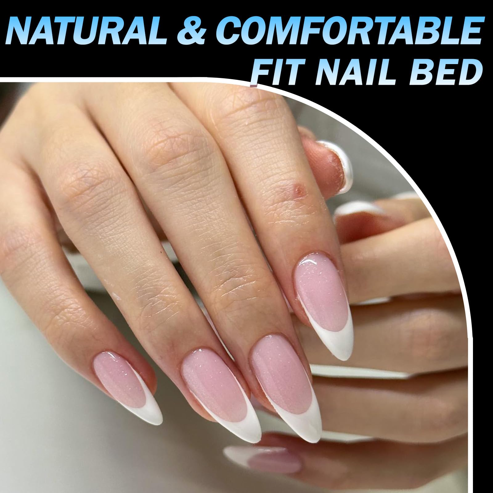 Lifextol almond nail tips come in varied sizes for versatile DIY manicures.