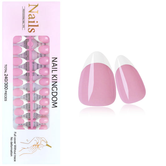 Lifextol white French tip almond press-on nails pack for easy at-home manicure