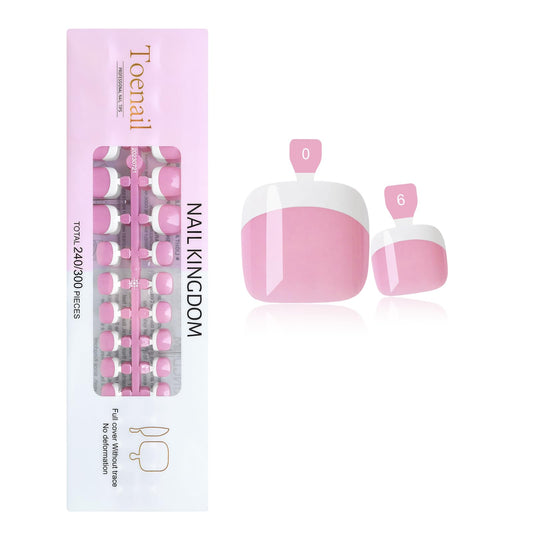 Lifextol white french tip toe nails pack for quick at-home manicure
