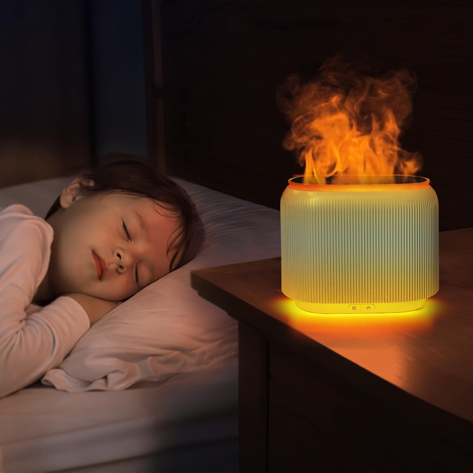 User adjusting brightness and LED settings on LIFFY diffuser