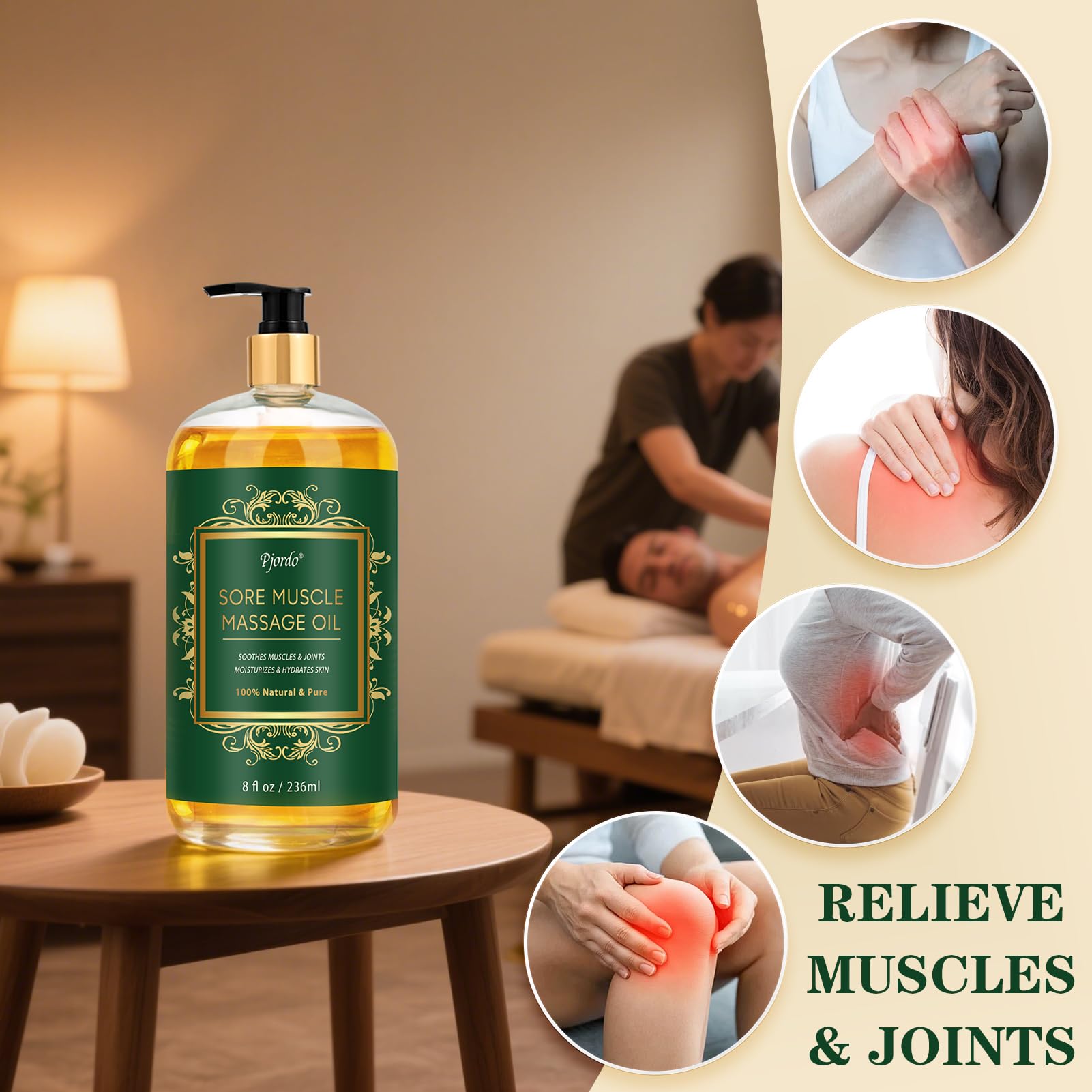 Silky, non-greasy massage oil texture being absorbed into skin