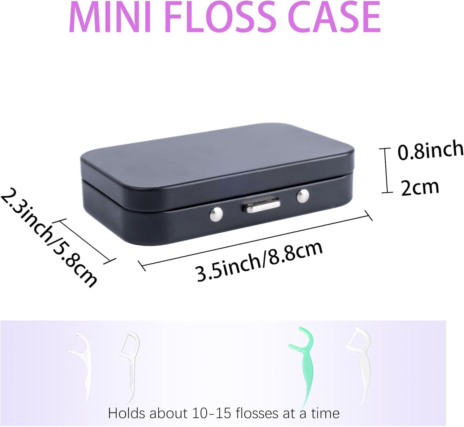 Two tinplate floss cases included for travel and storage