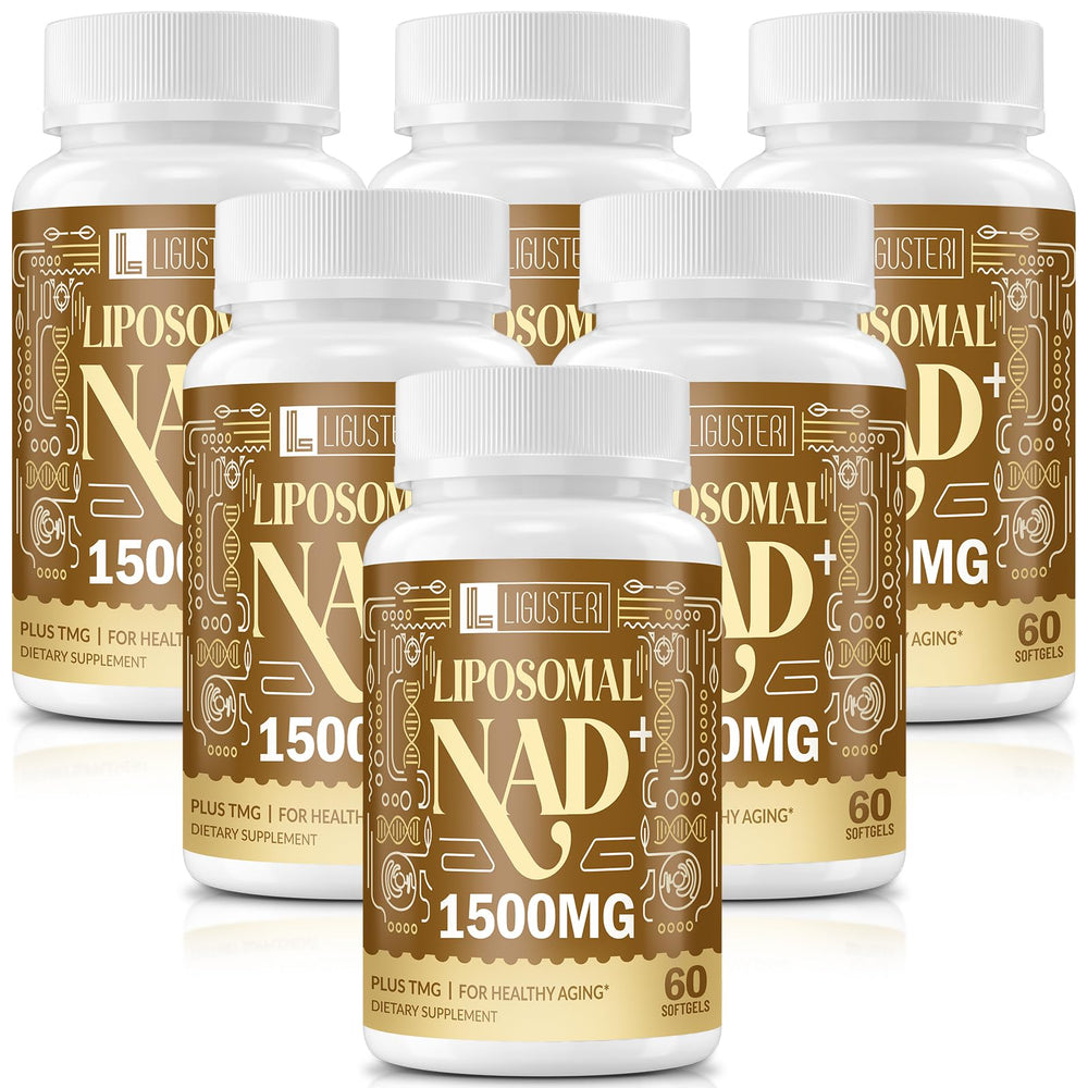 LIGUSTERI NAD+ liposomal softgel bottle ready for daily energy support.