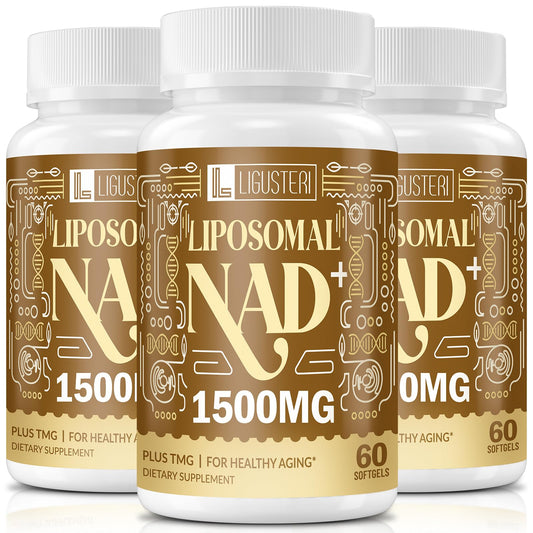 LIGUSTERI Liposomal NAD+ 1500 mg 180 softgels bottle on display