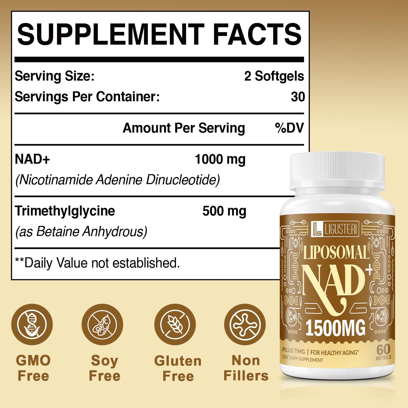 Closeup of LIGUSTERI NAD+ TMG liposome capsule indicating high bioavailability.