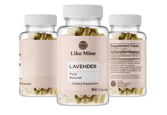 Close-up view of lavender extract capsules