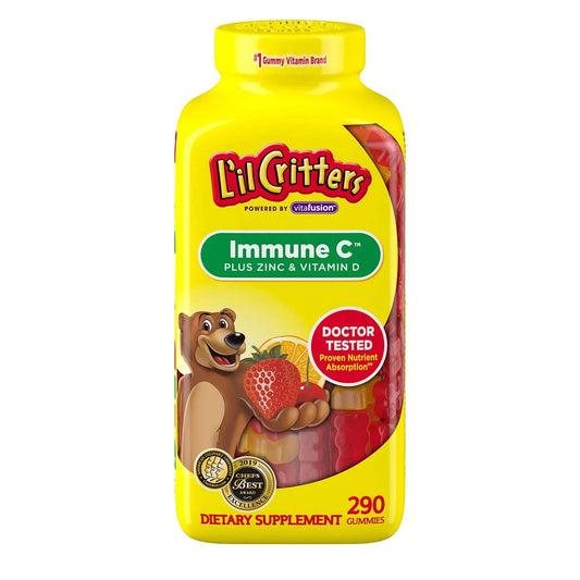 Bottle of L'il Critter Immune C Plus Zinc & Vitamin D gummies for kids