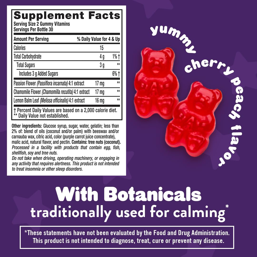 Cherry Peach flavored L'il Critters Melatonin-Free Bedtime Gummies