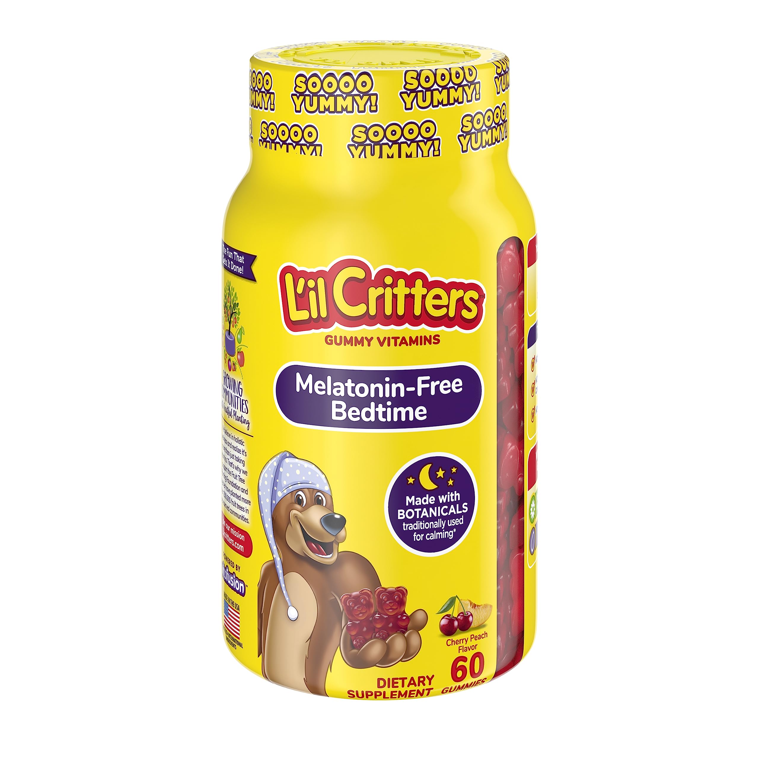 Bottle of L'il Critters Melatonin-Free Bedtime Gummies for Kids – 60 count